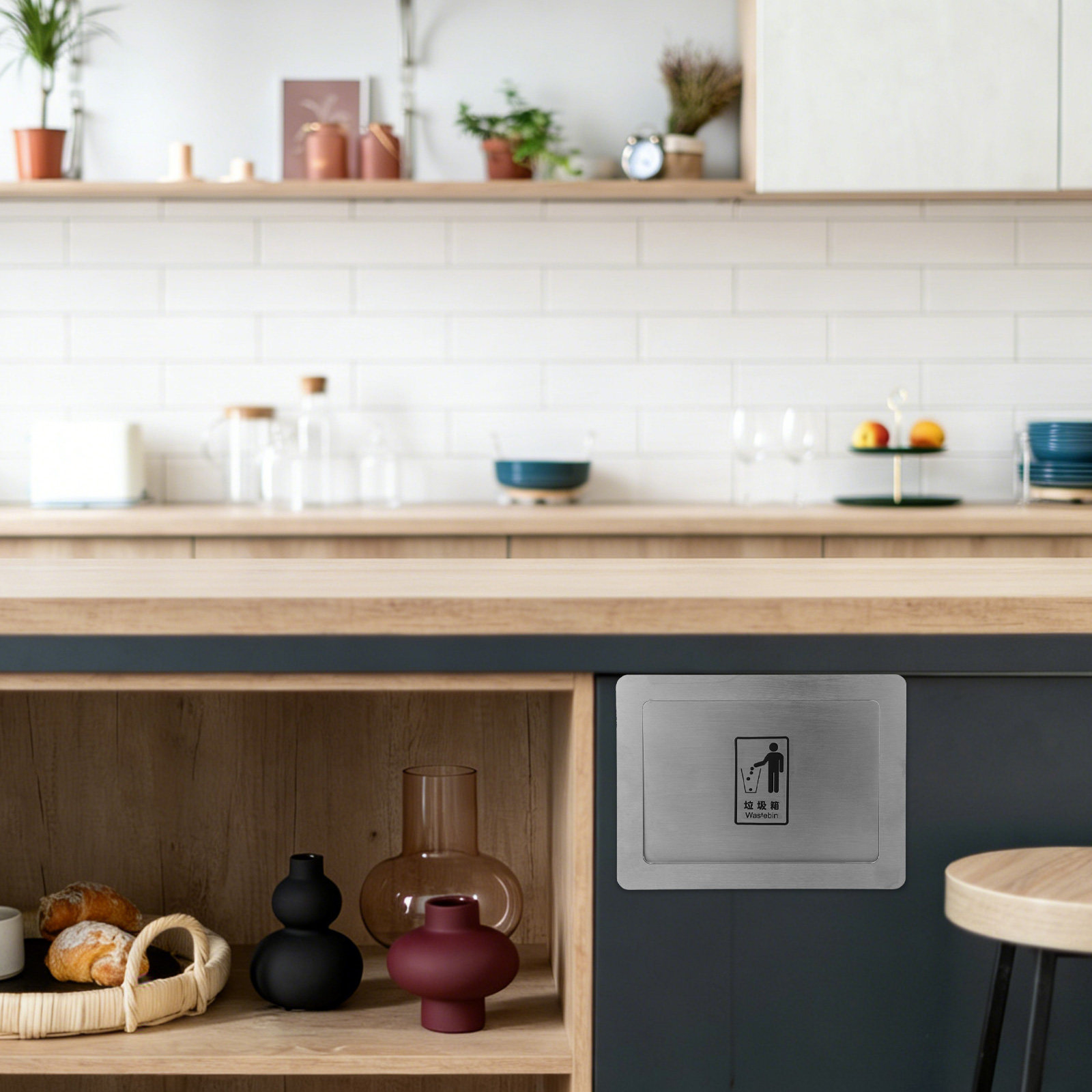 Commercial Kitchen Wall Covering - Recessed Trash Chute Lid Stainless Steel