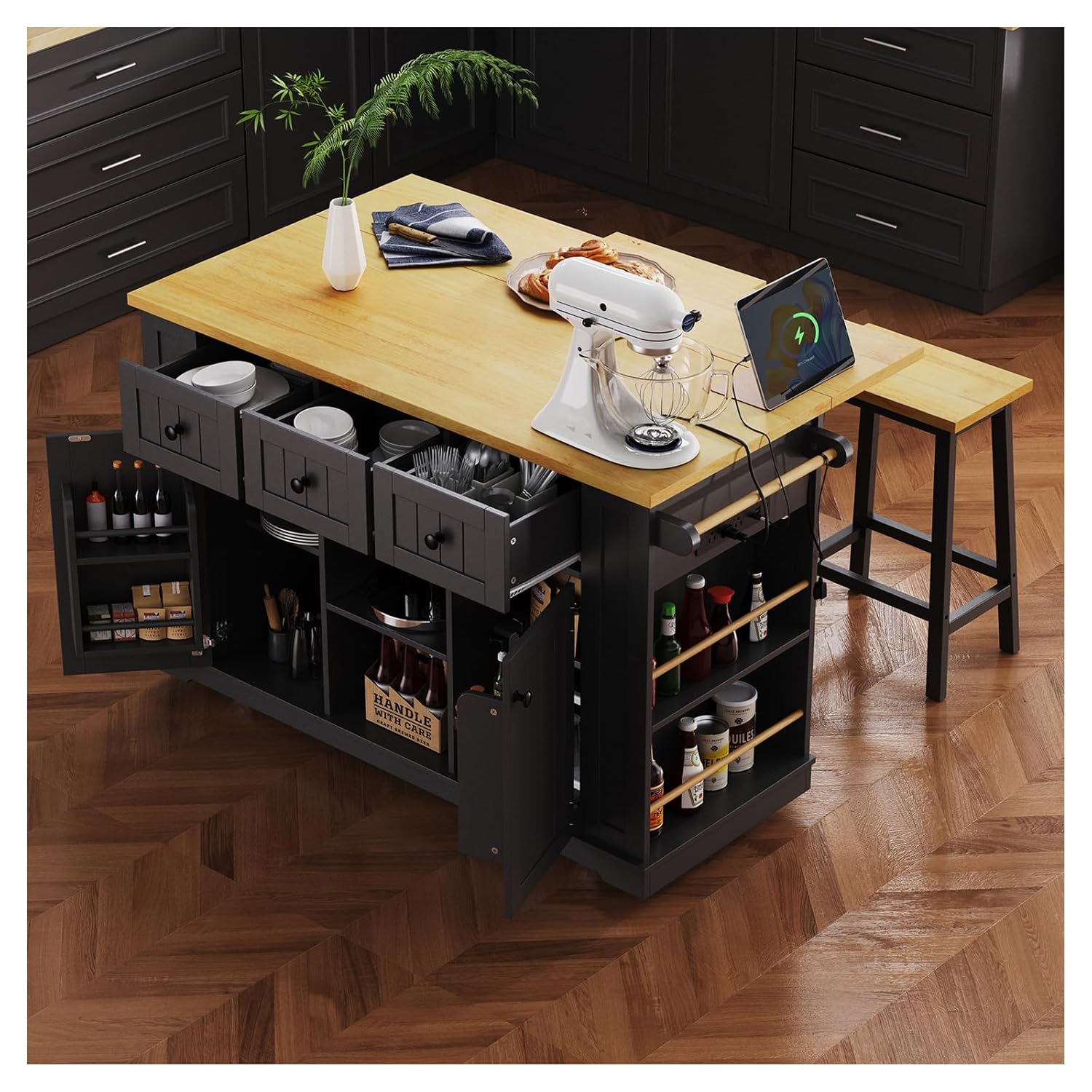 53 Inch Rolling Kitchen Island - Commercial Kitchen Outlets recension och pris